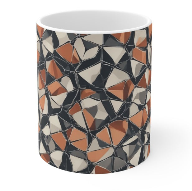 Colorful Geometric Delight  1.  C-Handled 11 oz mug. Porcelain Not Ceramic. Printed & Glazed Not Dye Sublimation. Dishwasher / Microwave Safe