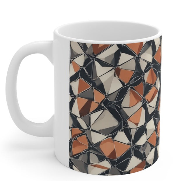 Colorful Geometric Delight  1.  C-Handled 11 oz mug. Porcelain Not Ceramic. Printed & Glazed Not Dye Sublimation. Dishwasher / Microwave Safe