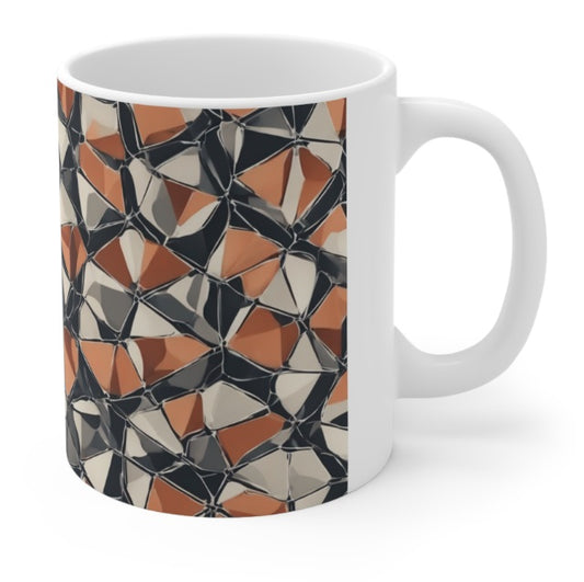 Colorful Geometric Delight  1.  C-Handled 11 oz mug. Porcelain Not Ceramic. Printed & Glazed Not Dye Sublimation. Dishwasher / Microwave Safe