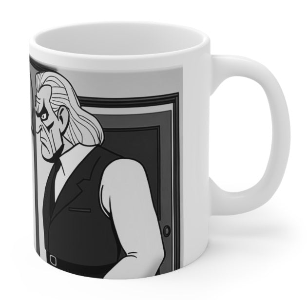 He Said/She Said: Big Man With Vest  Porcelain Mugs Printed Personalized On The Mug. Printed & Glazed Not Dye Sublimation. Dishwasher & Microwave Safe