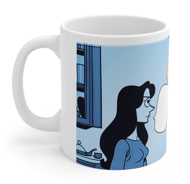 He Said/She Said: Big Man With Vest  Porcelain Mugs Printed Personalized On The Mug. Printed & Glazed Not Dye Sublimation. Dishwasher & Microwave Safe