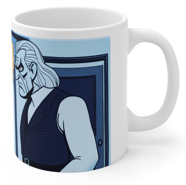 He Said/She Said: Big Man With Vest  Porcelain Mugs Printed Personalized On The Mug. Printed & Glazed Not Dye Sublimation. Dishwasher & Microwave Safe