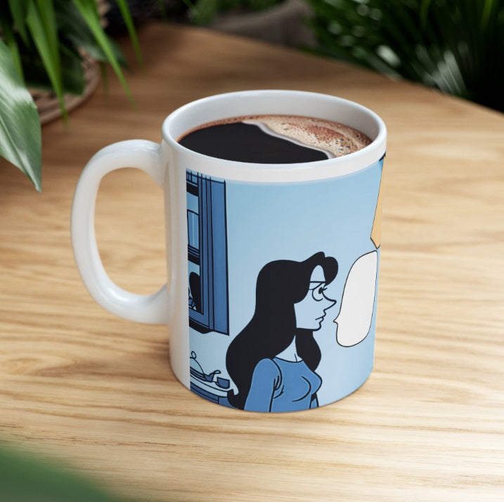 He Said/She Said: Big Man With Vest  Porcelain Mugs Printed Personalized On The Mug. Printed & Glazed Not Dye Sublimation. Dishwasher & Microwave Safe