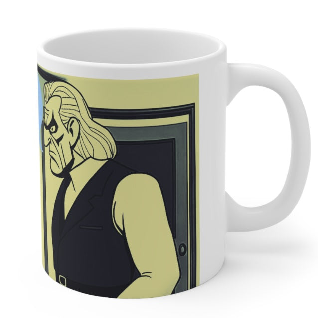 He Said/She Said: Big Man With Vest  Porcelain Mugs Printed Personalized On The Mug. Printed & Glazed Not Dye Sublimation. Dishwasher & Microwave Safe